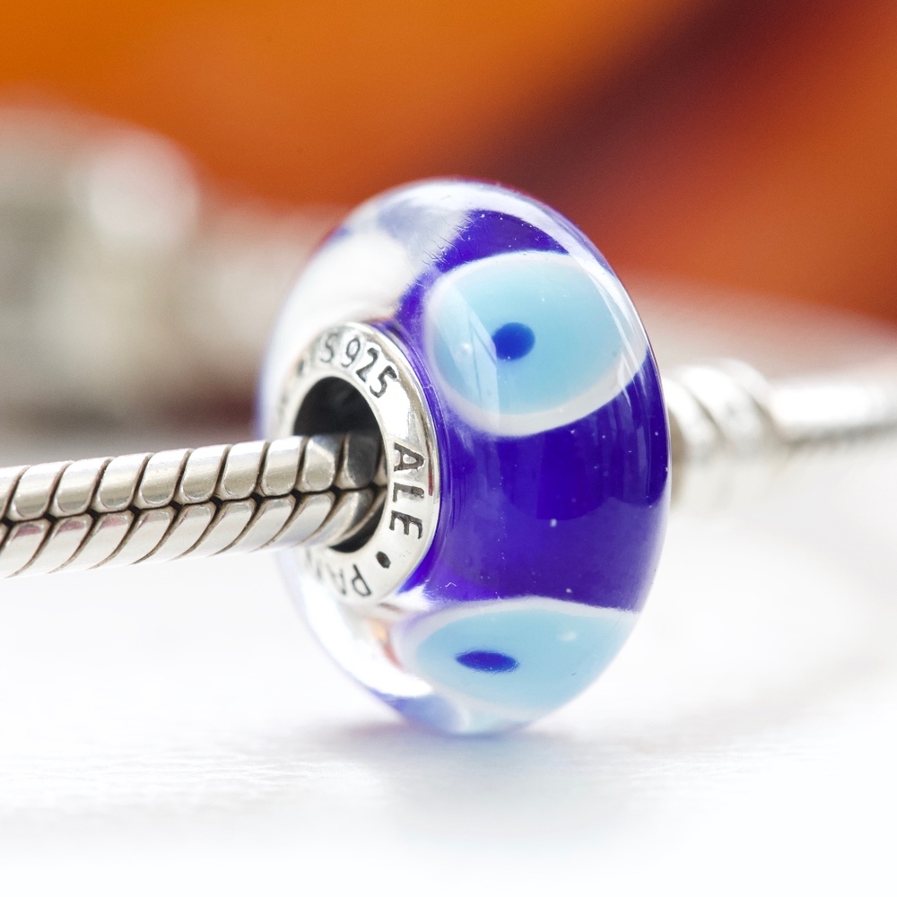 Pandora Blue and White Charm